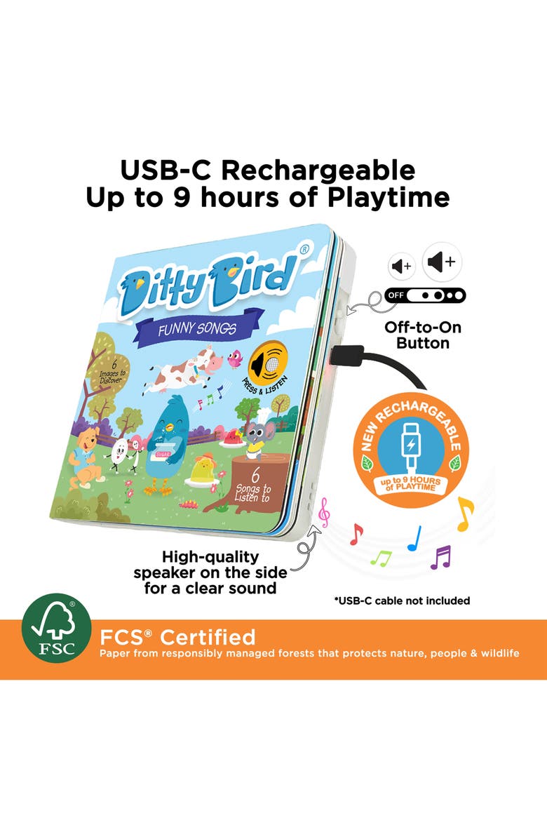 Ditty Bird Kids' Funny Songs Interactive Musical Sound Book, Alternate, color, Blue
