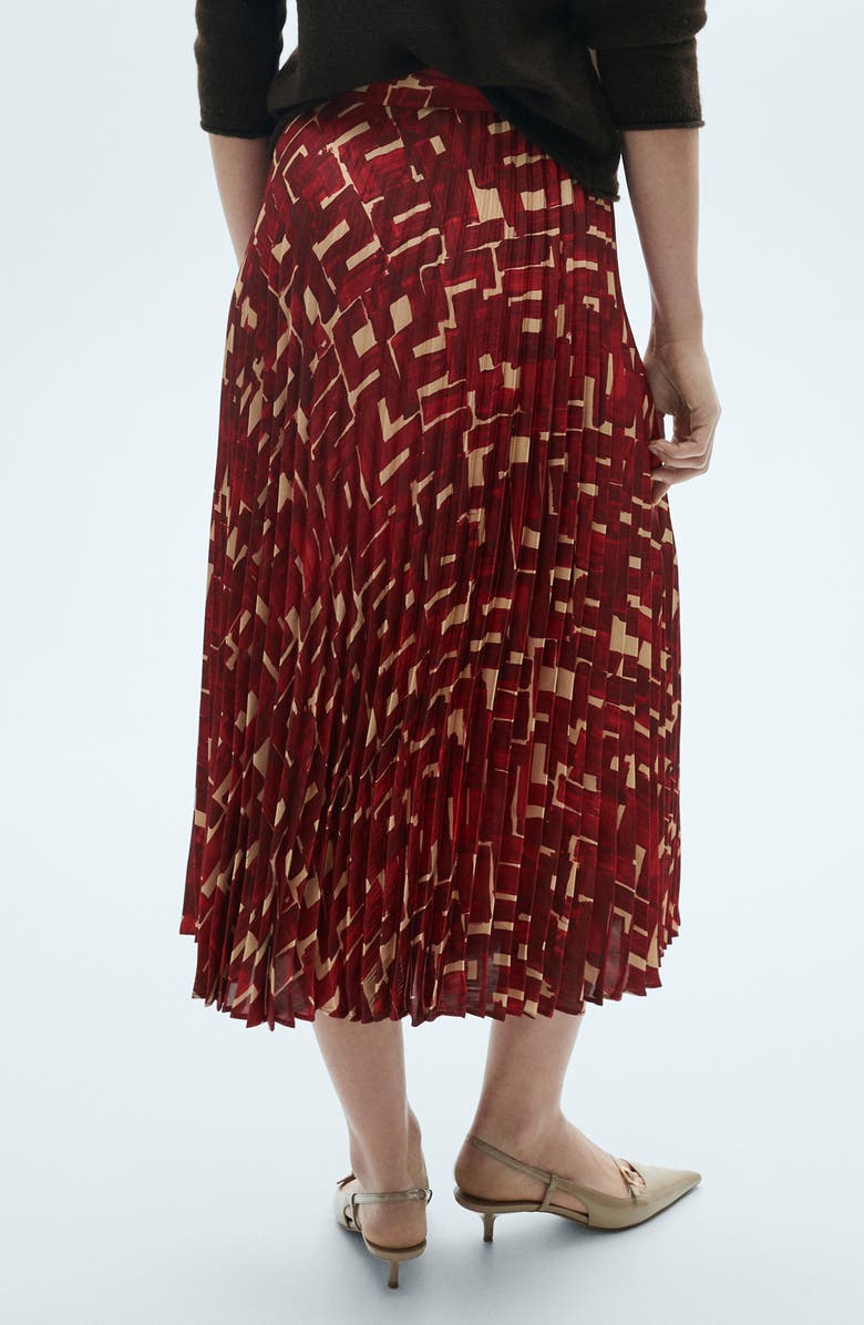 MANGO Geo Print Pleated Midi Skirt, Alternate, color,