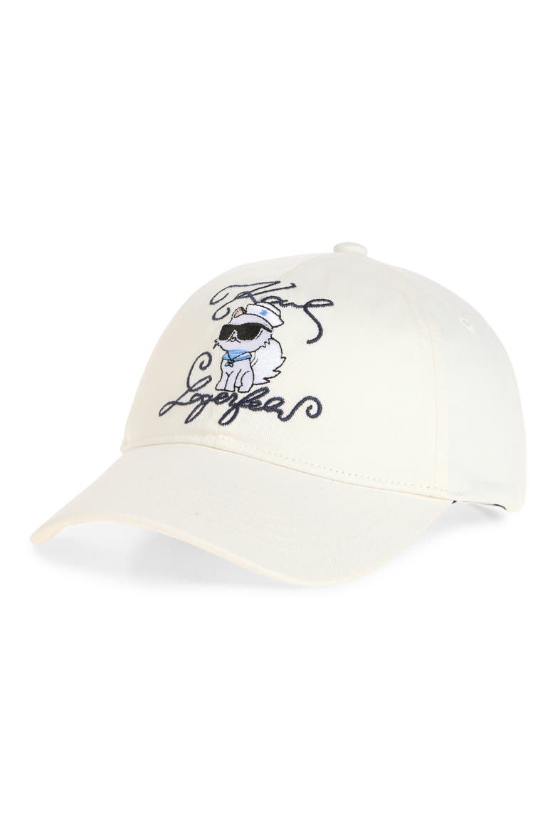 Admiral Choupette Denim Baseball Cap, Main, color, WHITE