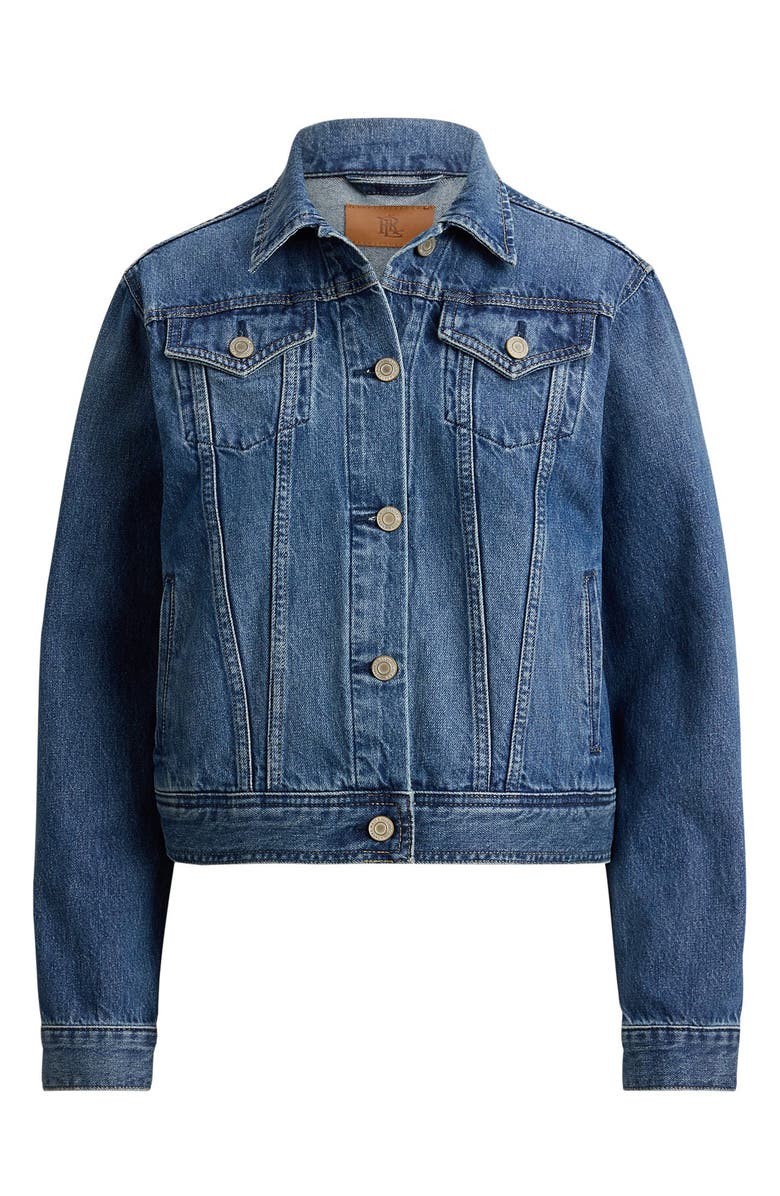 Lauren Ralph Lauren Denim Trucker Jacket, Alternate, color, Atlantic Blue Wash