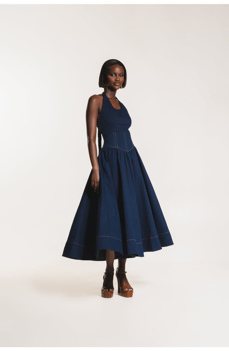 OFUURE Denim Diane Midi Dress, Alternate, color, Denim Blue