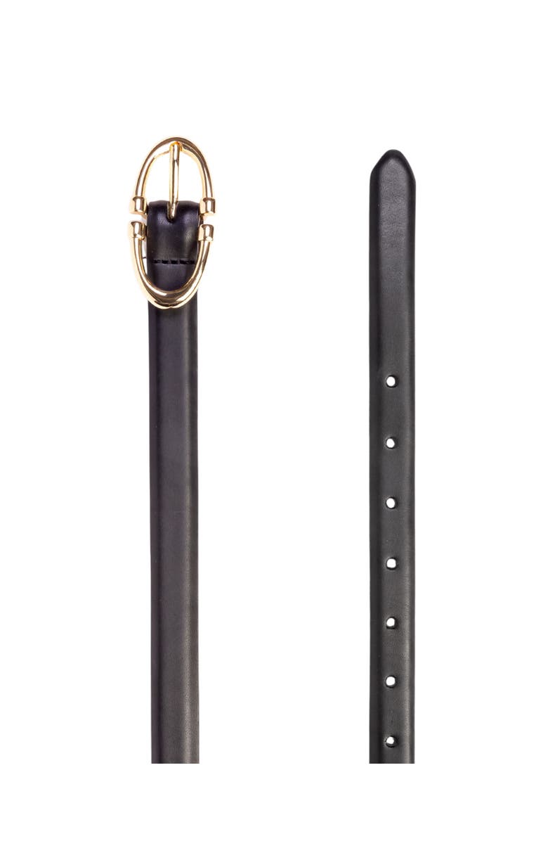 BLACK SUEDE STUDIO Halo Belt, Alternate, color, Black Leather / Gold