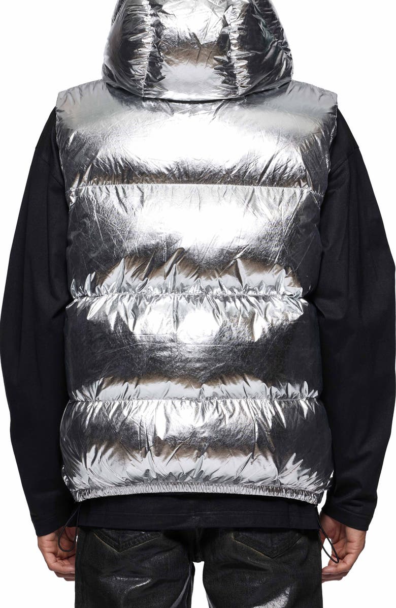 PURPLE BRAND Foil Down Puffer Vest, Alternate, color, Silver