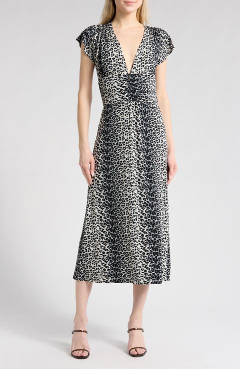 Leopard Spot Tie Back Midi Dress