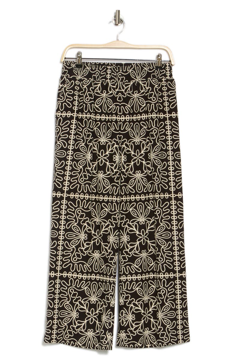 Gemma + Jane Floral Pull-On Pants, Alternate, color, Black/ Ivory