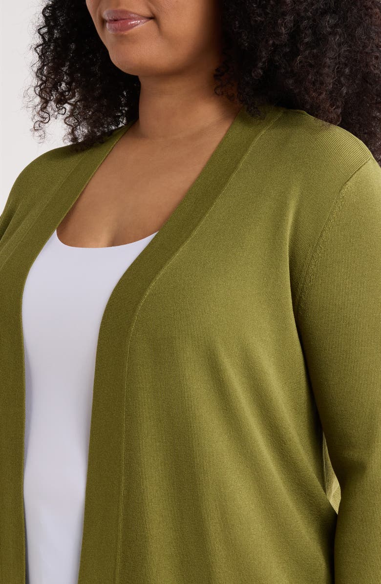 Anne Klein Malibu Open Front Cardigan, Alternate, color, Bay Leaf