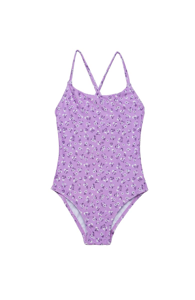 Gottex Kids Ditsy Floral Criss Cross Back Adjustable One Piece, Main, color, Violet