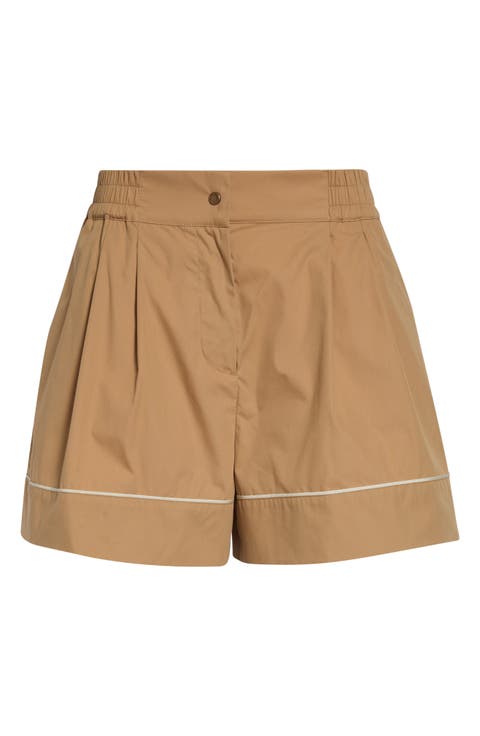 Piped Cotton & Nylon Shorts