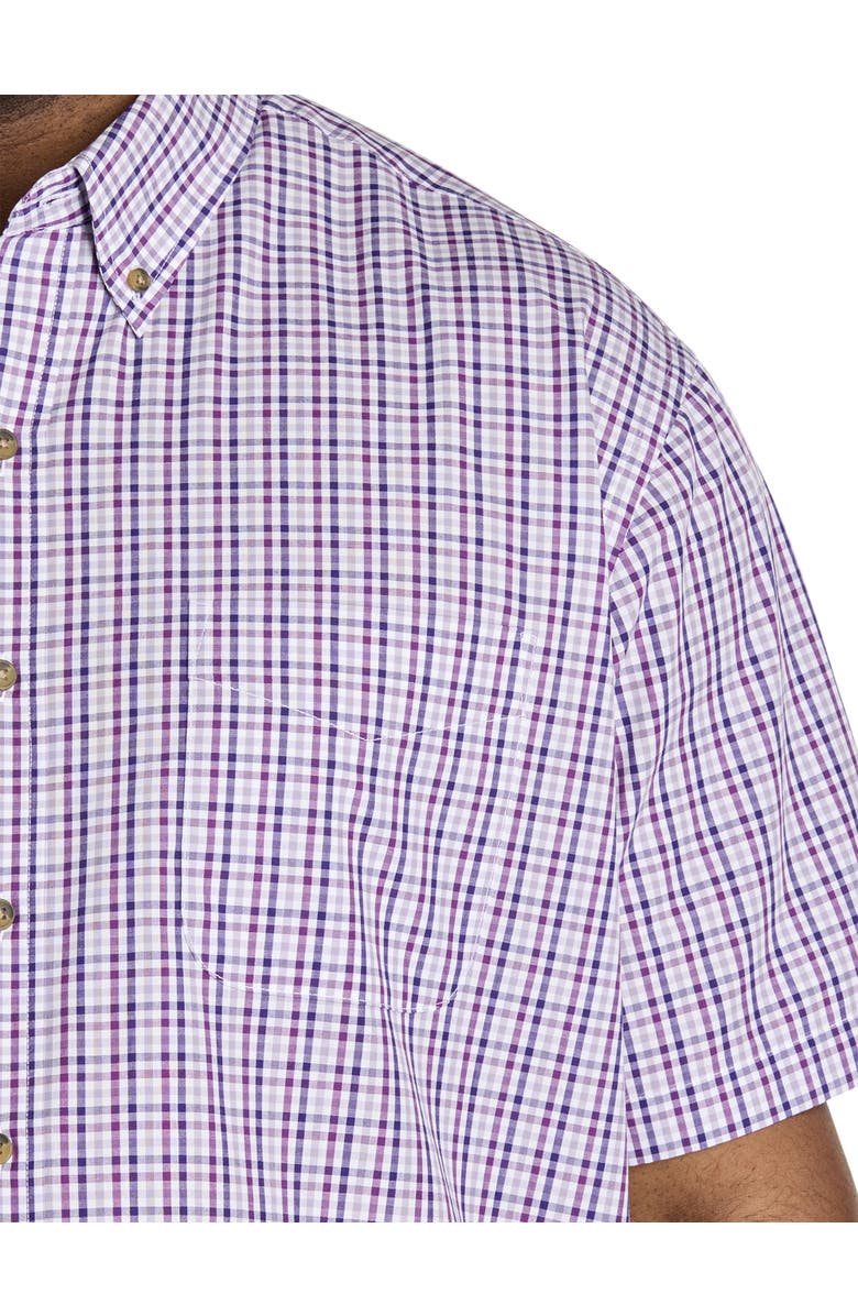 Harbor Bay by DXL Big & Tall Easy-Care Tonal Check Patterned Sport Shirt, Alternate, color, Purple