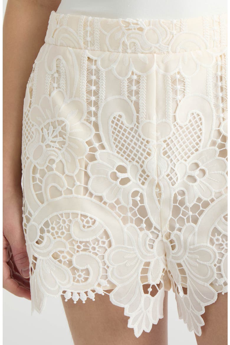 Mixed Media Lace Shorts, Alternate, color, VANILLA