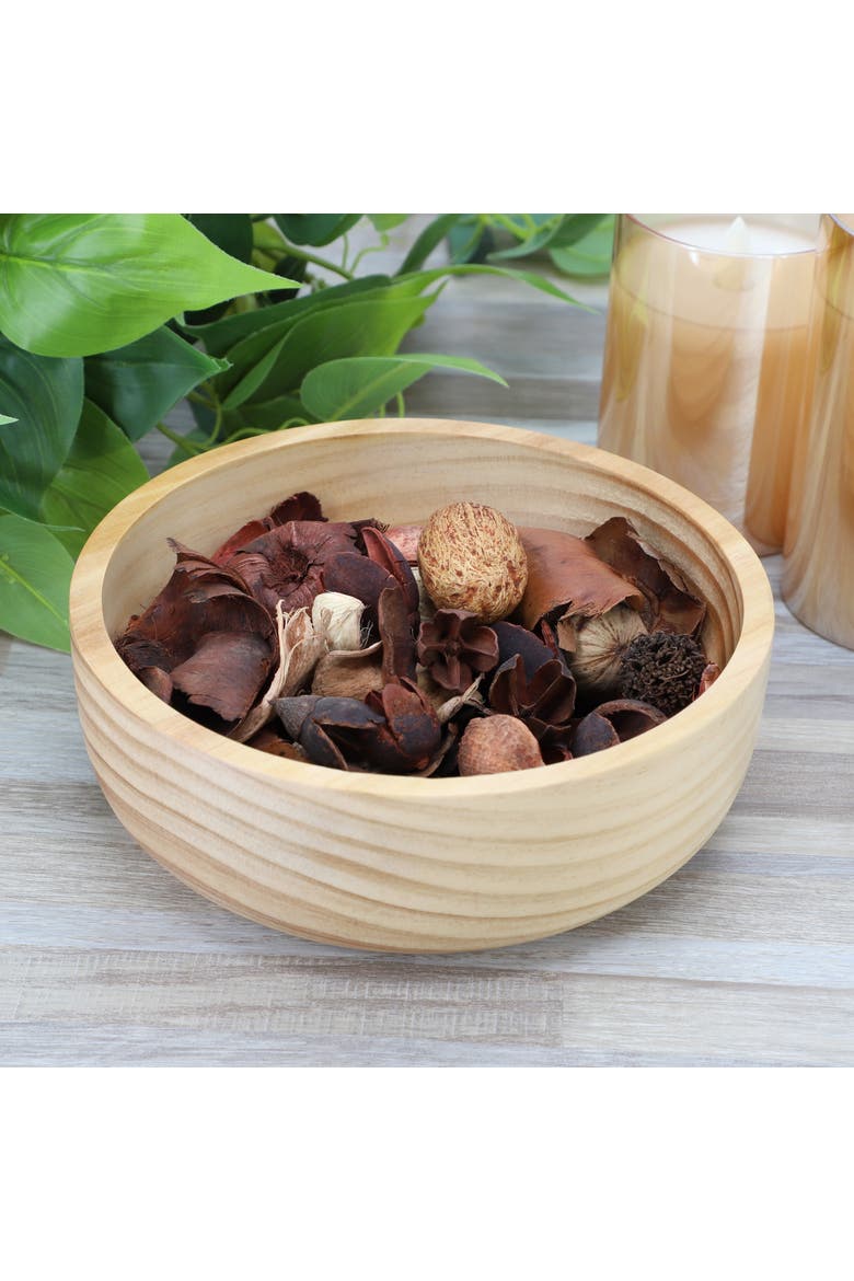 4 Piece 7 Inch Light Acacia Wood Serving Bowl, Alternate, color, Acacia