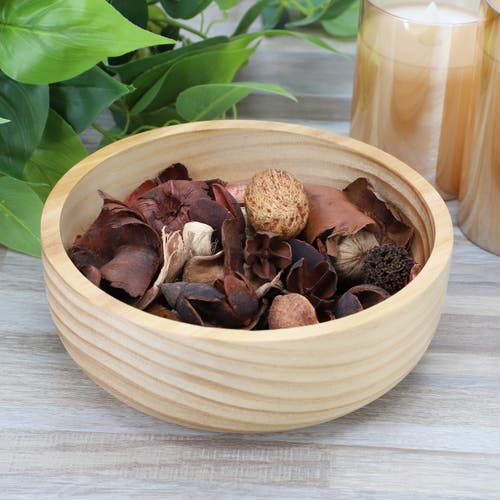 Megachef 4 Piece 7 Inch Light Acacia Wood Serving Bowl In Brown