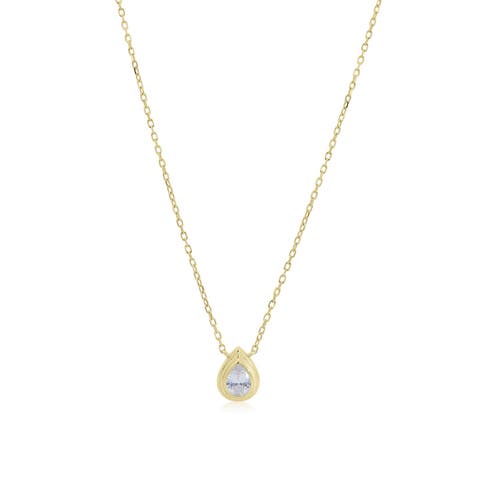 CZ Pear Double Bezel Necklace