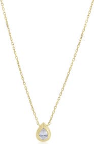 The Lovery Fine Jewelry CZ Pear Double Bezel Necklace