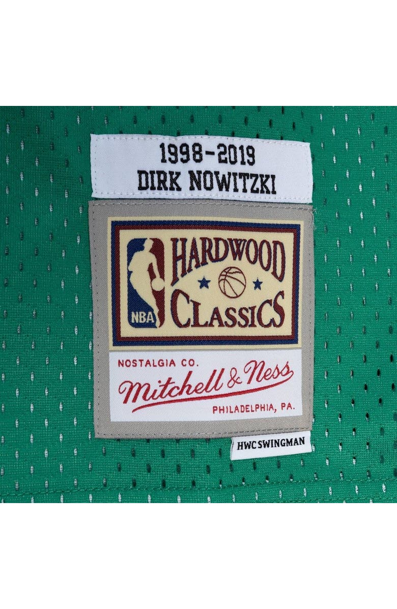 Mitchell & Ness Men's Mitchell & Ness Dirk Nowitzki Blue/Green Dallas Mavericks Hardwood Classics 1998/2019 Split Swingman Jersey, Alternate, color, 