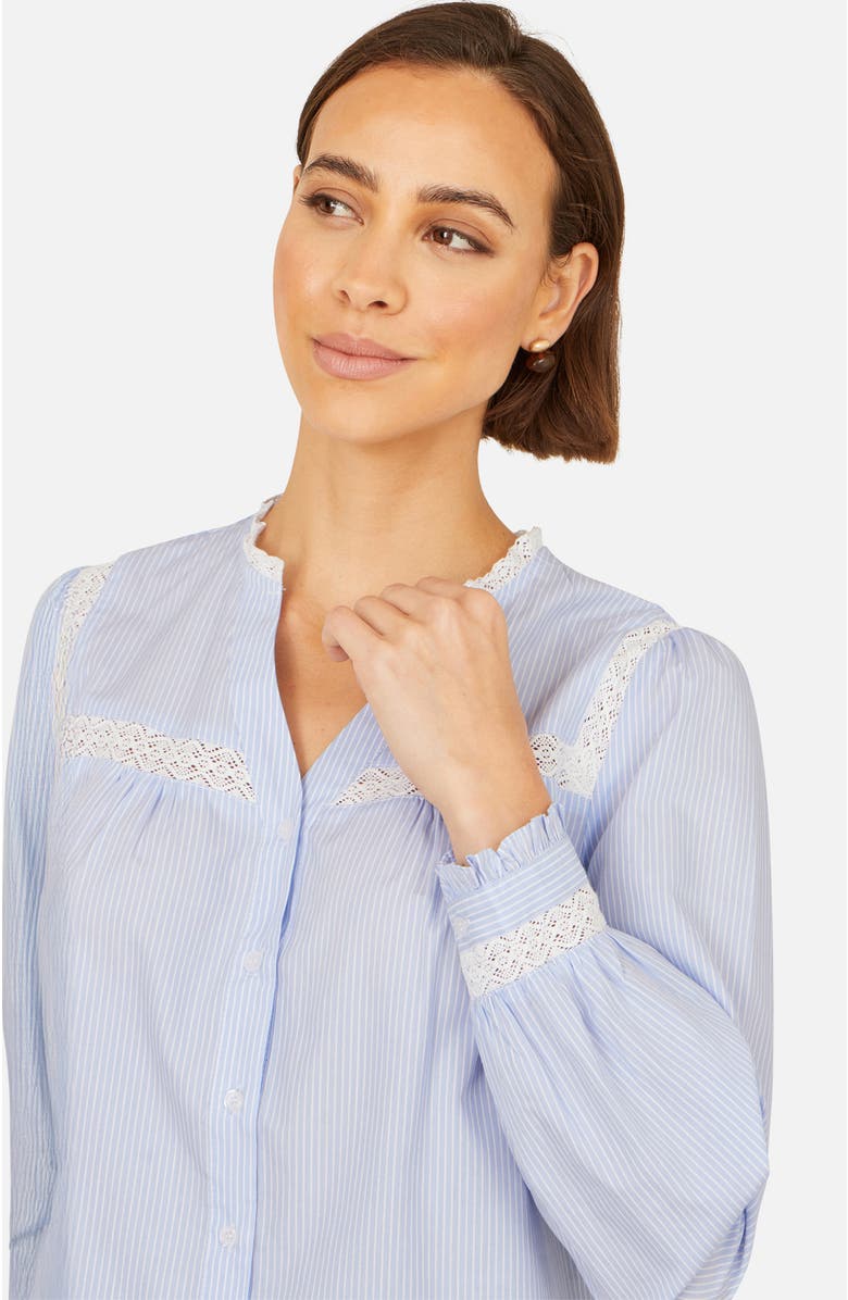Yumi Stripe Shirt With Lace Detail, Alternate, color, Blue
