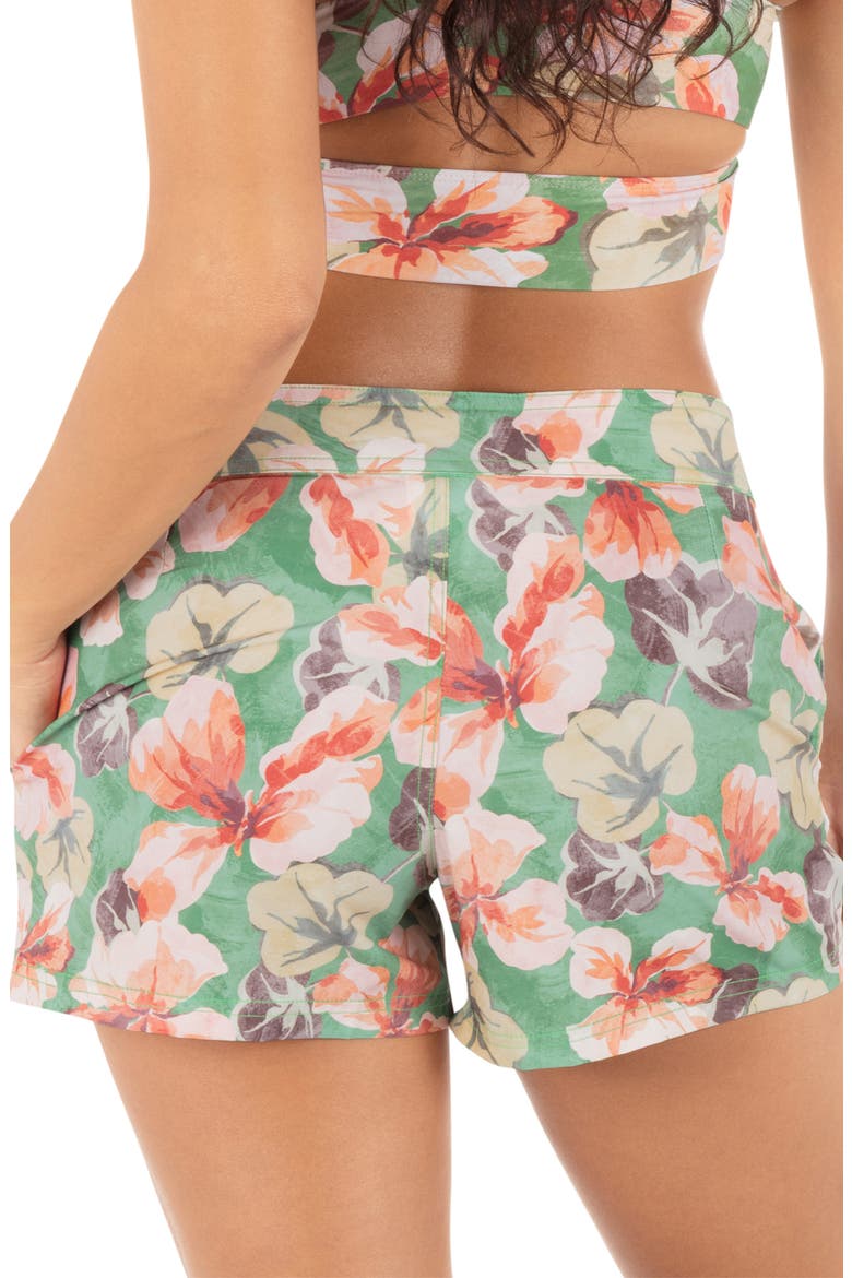 Gingko Cloud Board Shorts, Alternate, color, SEAFOAM PINK FLORAL