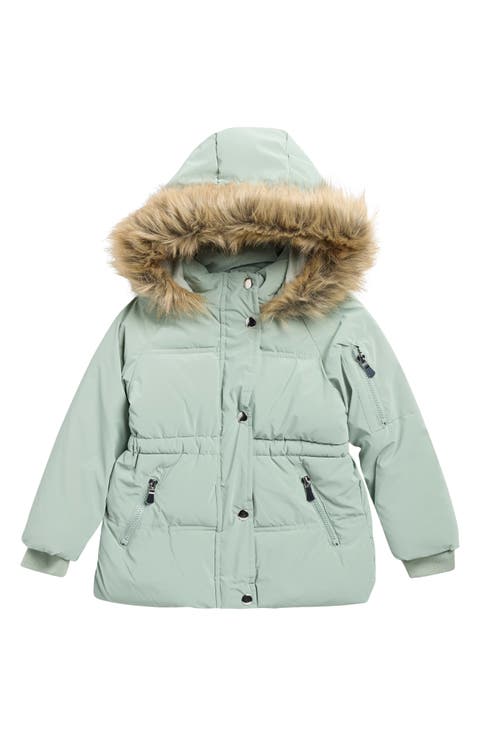 Kids' Velvet Touch Faux Fur Trim Parka