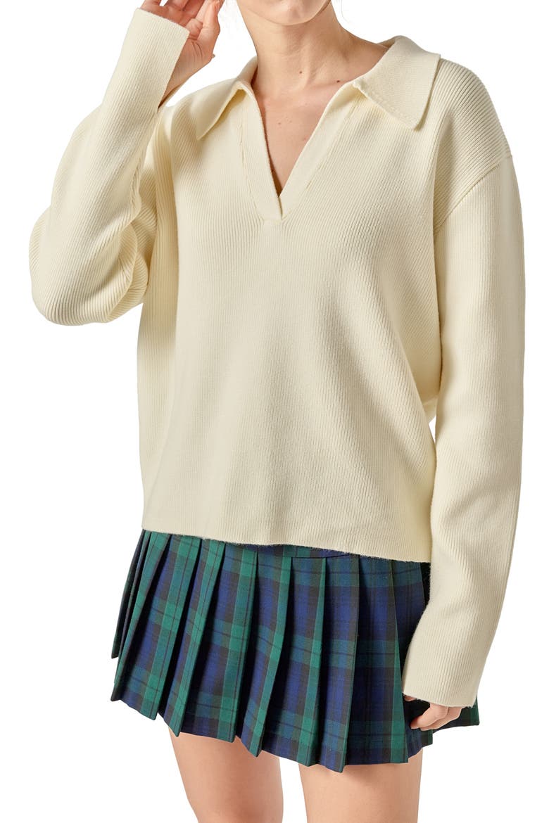 Oversize Johnny Collar Sweater, Main, color, CREAM