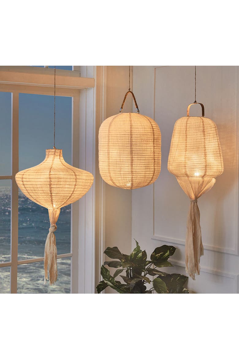 Kite LED Hanging Lantern - Indoor Decorative Candle Holder, Alternate, color, Beige