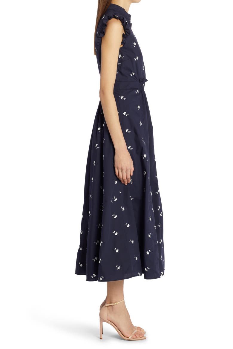 Evie Embroidered Floral Poplin Dress, Alternate, color, NAVY / WHITE