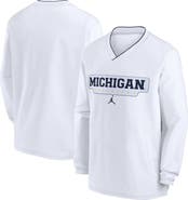 Jordan Brand Men's Jordan Brand White Michigan Wolverines 2024 Sideline Pullover Windshirt