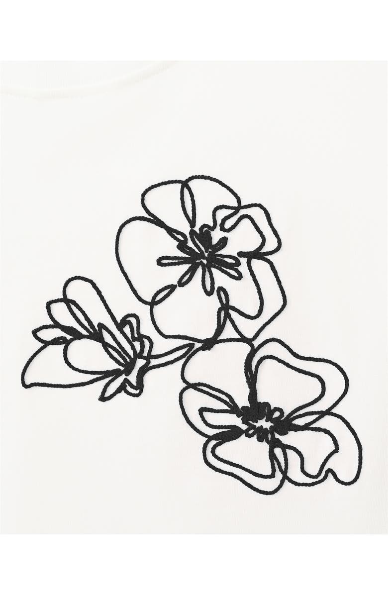 MANGO Floral Embroidered T-Shirt, Alternate, color, Off White