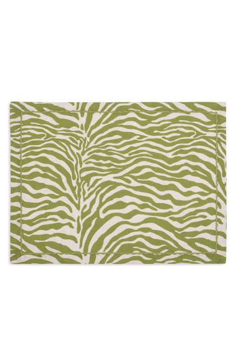 Regine Set of 4 Linen Zebra Stripe Linen Placemats