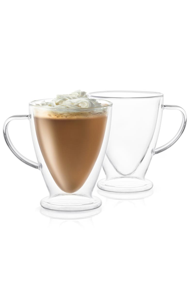 JoyJolt Declan Irish Double Wall Coffee Glass - Set of 2, Alternate, color, Clear