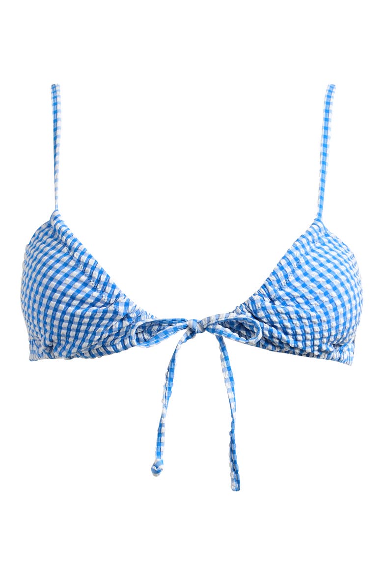 Cara Wave Check Bralette Bikini Top, Main, color, TRUE BLUE