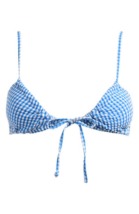 Cara Wave Check Bralette Bikini Top