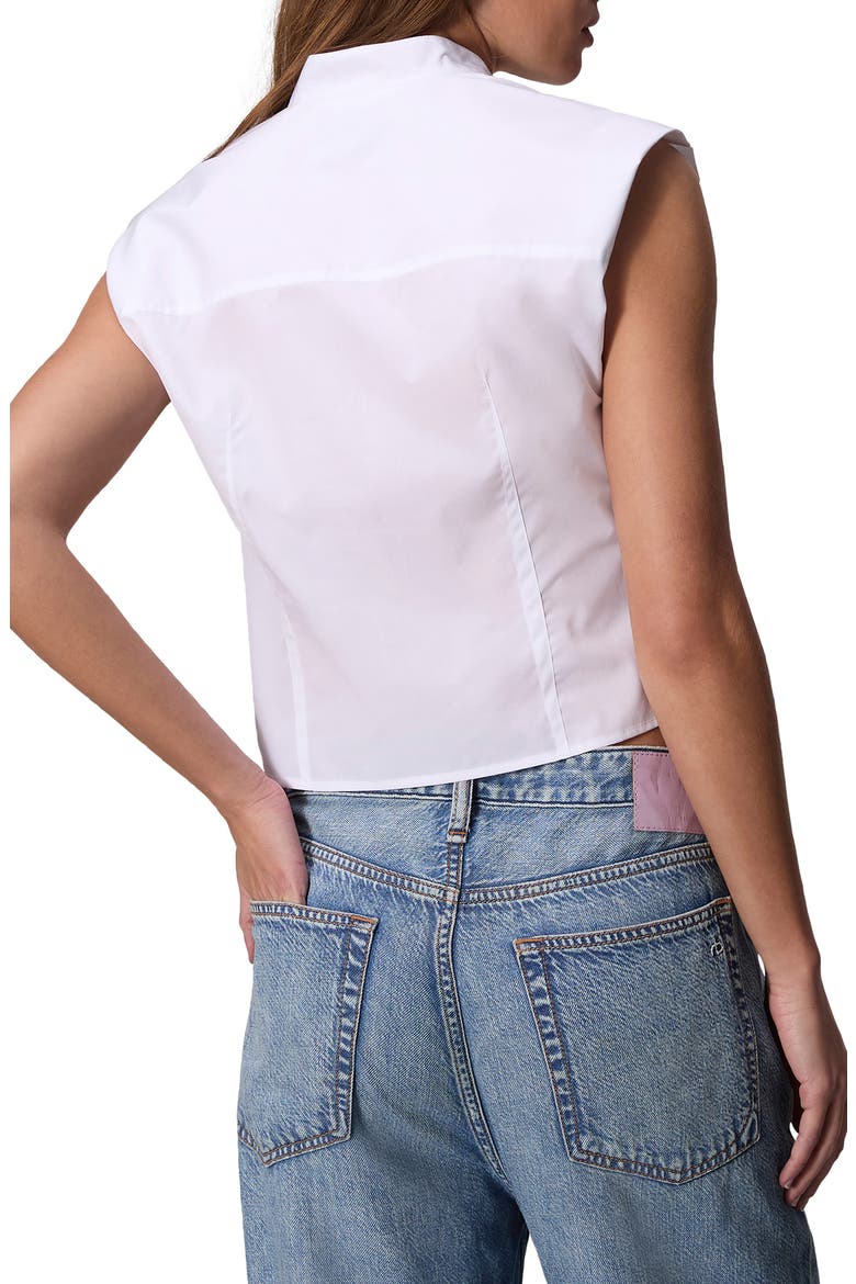 Louisa Twist Front Sleeveless Cotton Poplin Button-Up Shirt, Alternate, color, WHITE