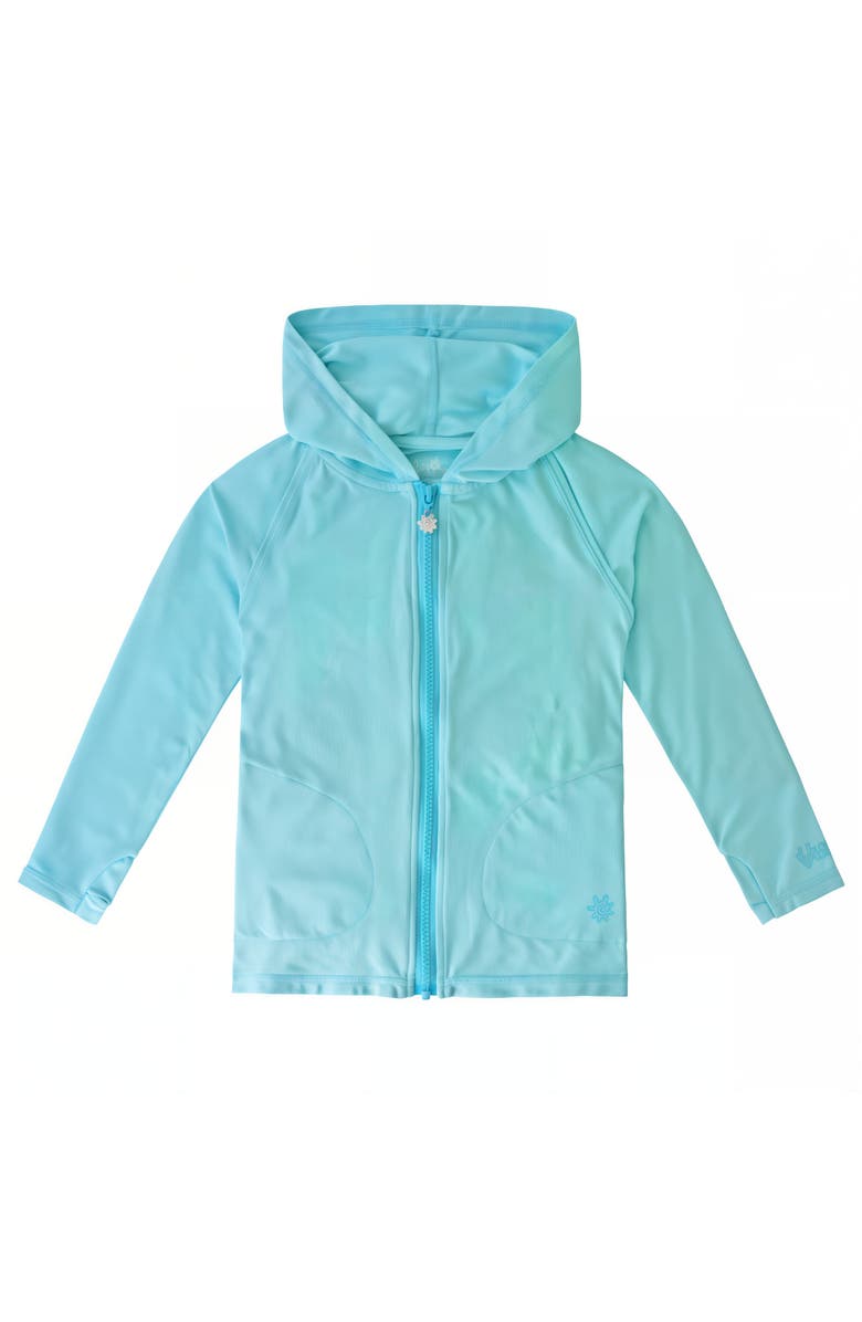 UV Skinz Long Sleeve Half Zip Swim Suit, Main, color, Glacier