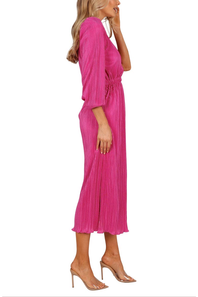 Pontee Plissé One-Shoulder Midi Dress, Alternate, color, ORCHID