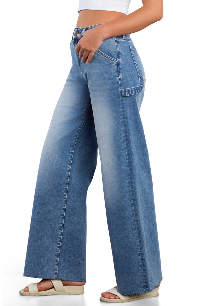 Raw Hem Wide Leg Carpenter Jeans, Alternate, color, ACE BLUE