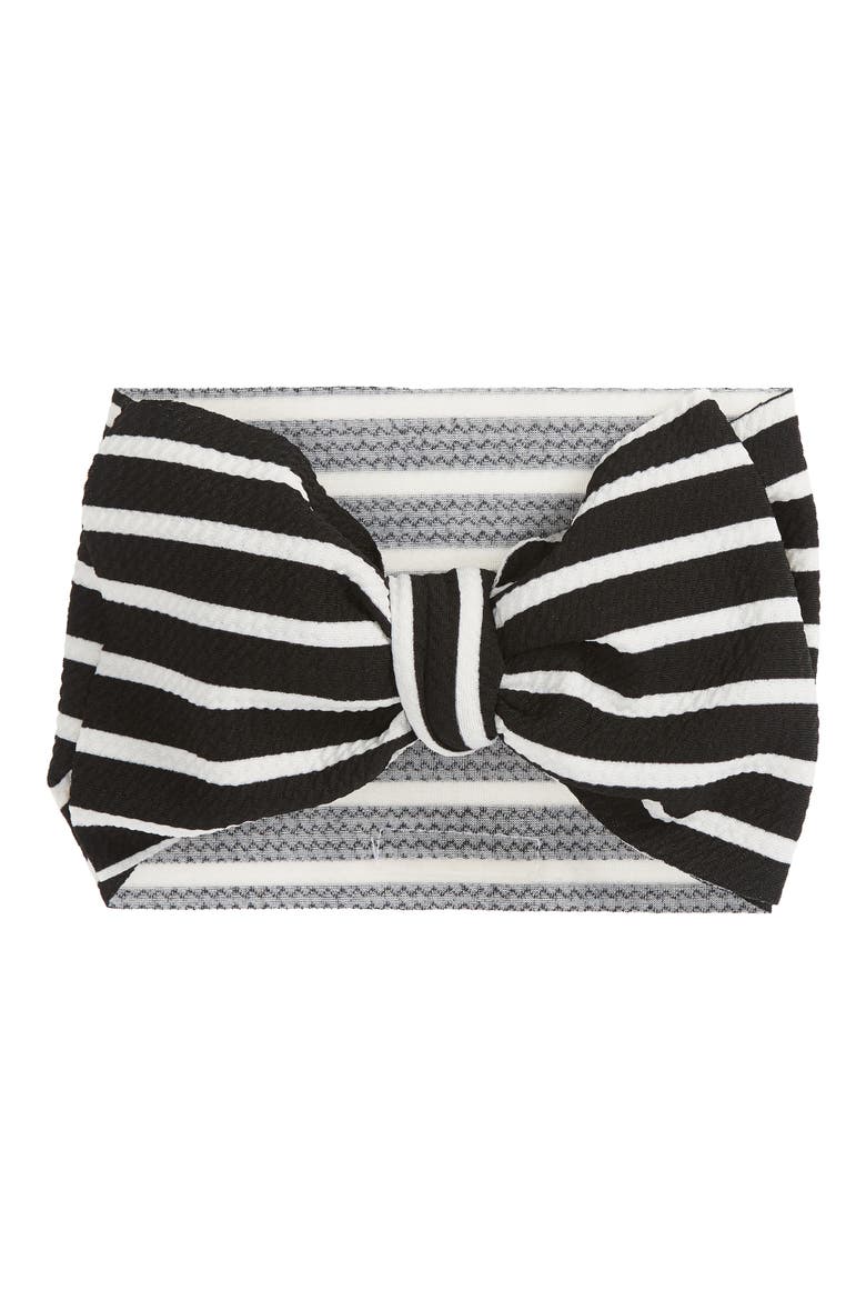Mini Prep Stripes Stretch Head Wrap, Main, color, BLACK AND WHITE