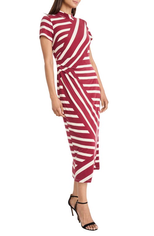 Donna Morgan For Maggy Mock Neck Midi Dress In Brown
