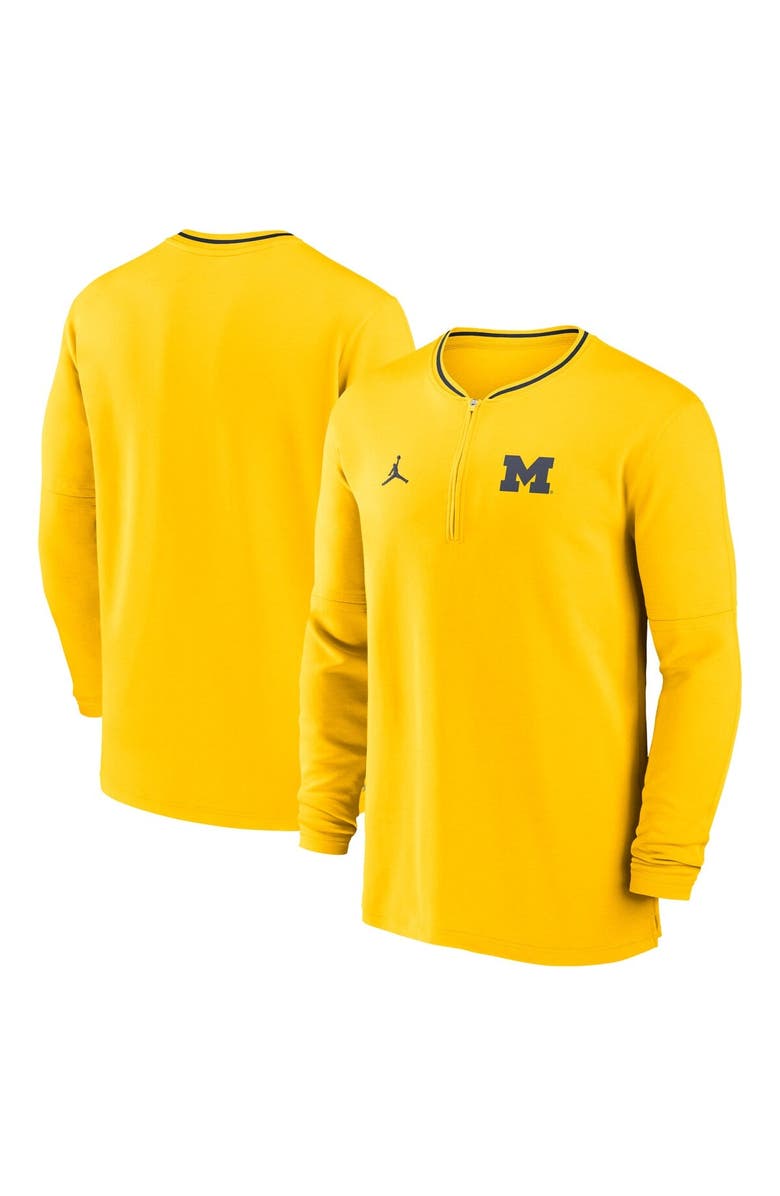 Jordan Brand Men's Jordan Brand Maize Michigan Wolverines 2024 Sideline Coach Performance Half-Zip Long Sleeve Top, Main, color, Maize