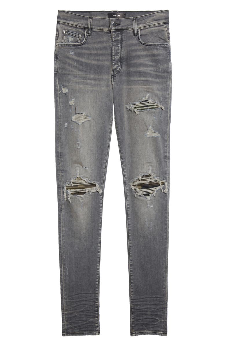 AMIRI Men's MX1 Camouflage Ripped Patch Skinny Jeans, Alternate, color,
