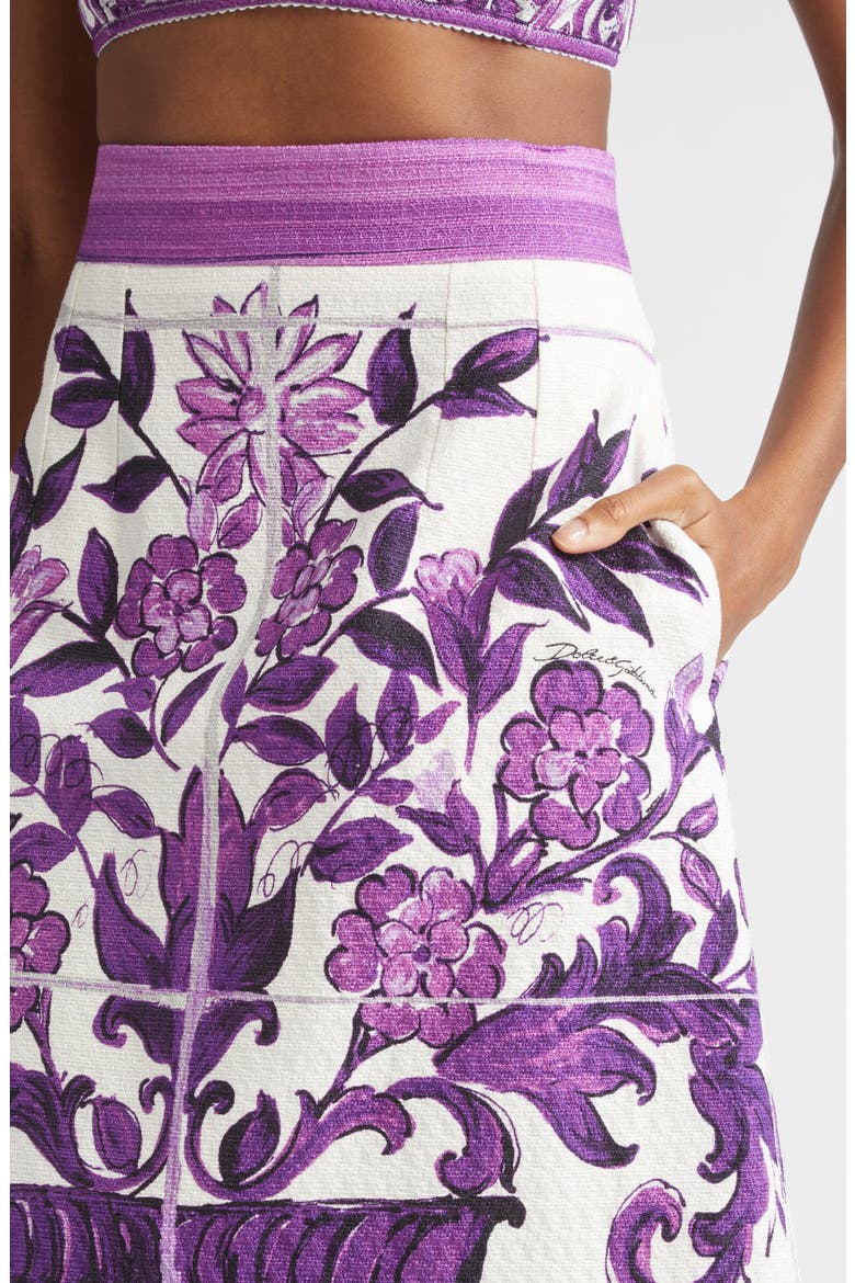 Majolica Print A-Line Skirt, Alternate, color, IP3TN MIX MAIOLICA VIOLA
