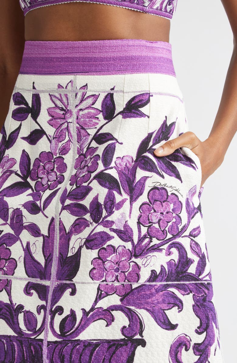 Dolce&Gabbana Majolica Print A-Line Skirt, Alternate, color, Ip3tn Mix Maiolica Viola