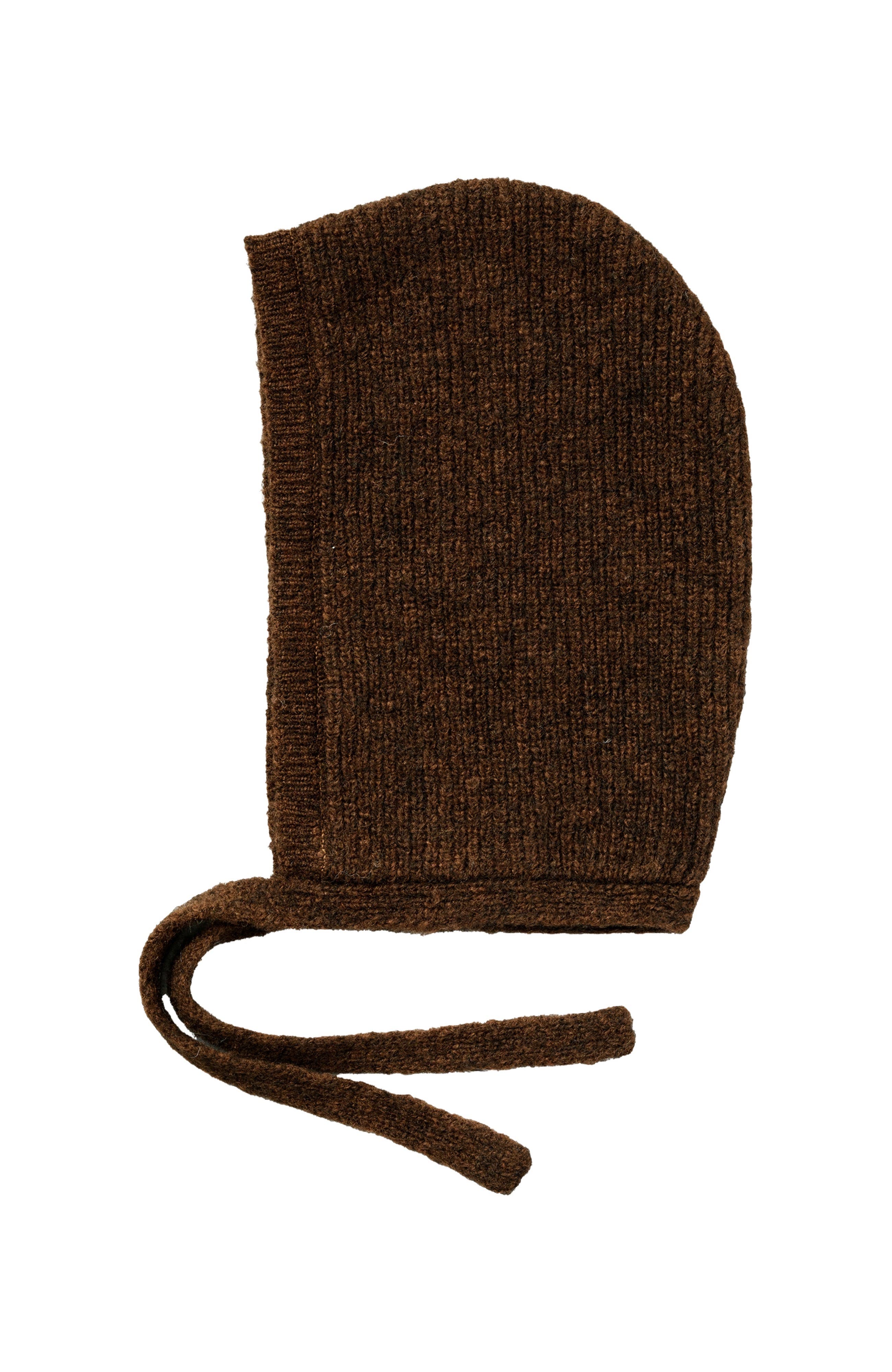 HYER GOODS Upcycled Alpaca Wool Tie Balabonnet in Chocolate Brown 