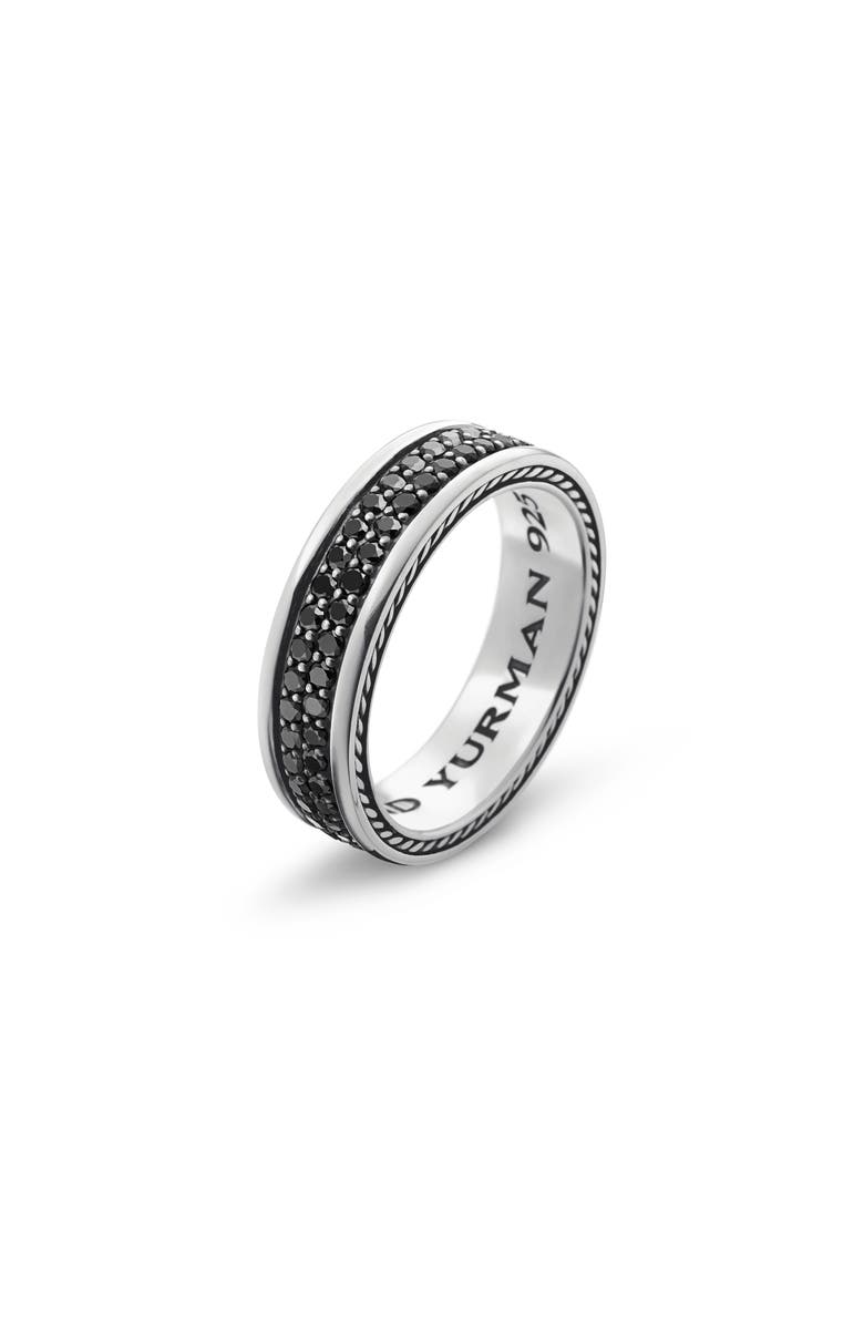 David Yurman Streamline<sup>®</sup> Two Row Band Ring with Pavé Black Diamonds, Alternate, color, Silver/ Black Diamond