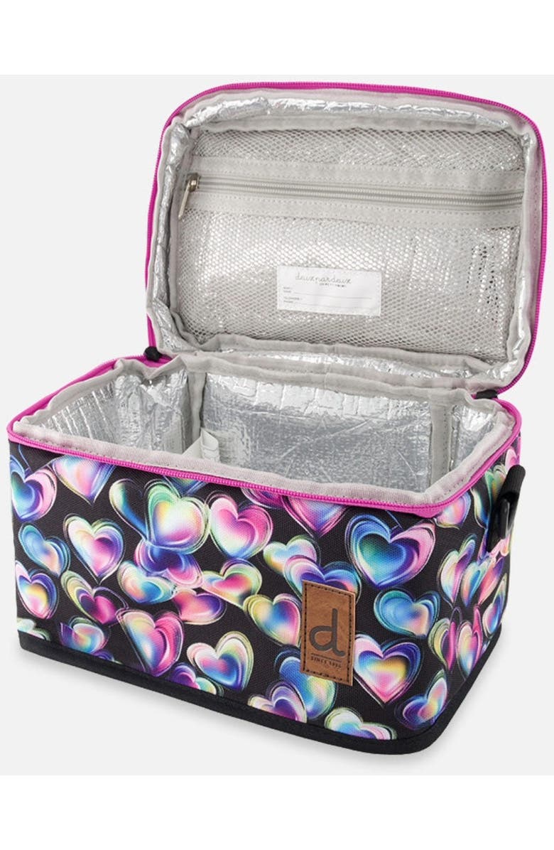 Deux par Deux Hearts Charming Functional Spacious Lunch Box, Alternate, color, Black Printed With Hearts