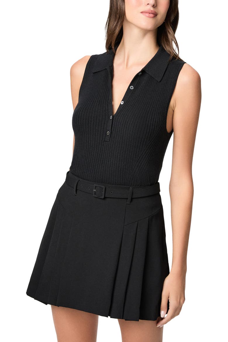Kerry Belted Pleated Miniskirt, Alternate, color, BLACK