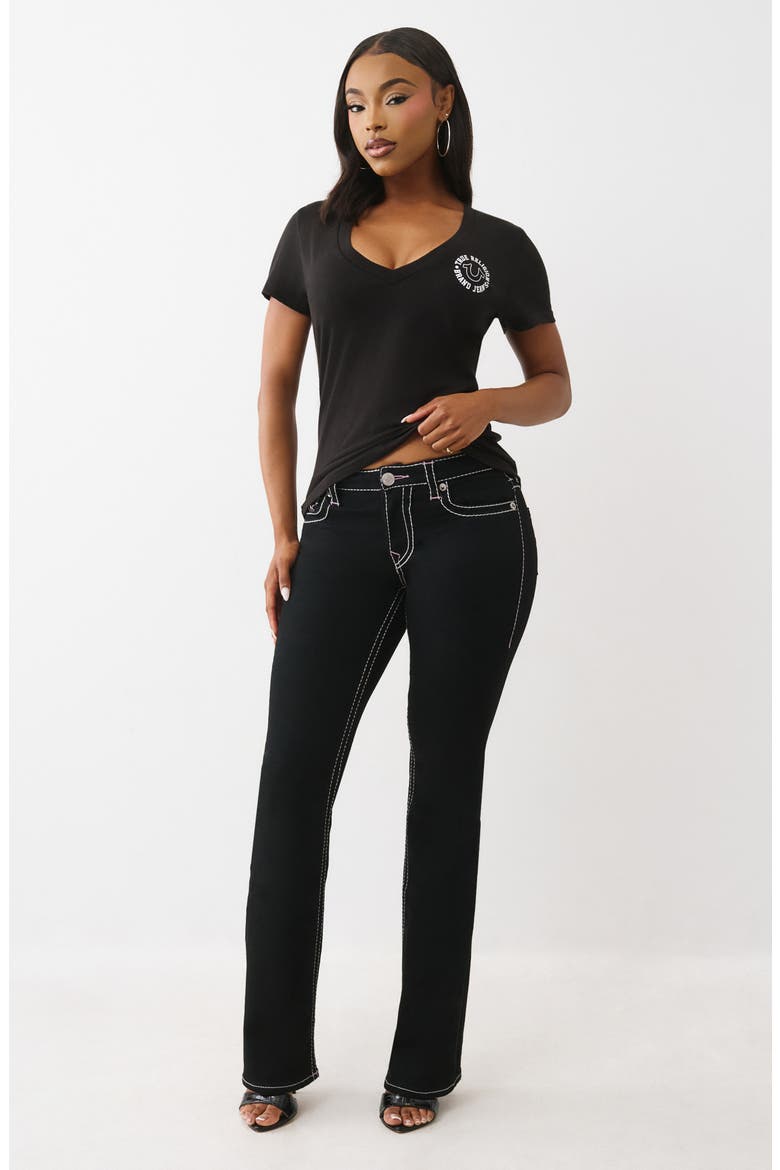 Crystal Horseshoe V-Neck T-Shirt, Alternate, color, JET BLACK