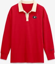 Nike Women's Nike Red Georgia Bulldogs Oversized Essential Dri-FIT Long Sleeve V-Neck Polo