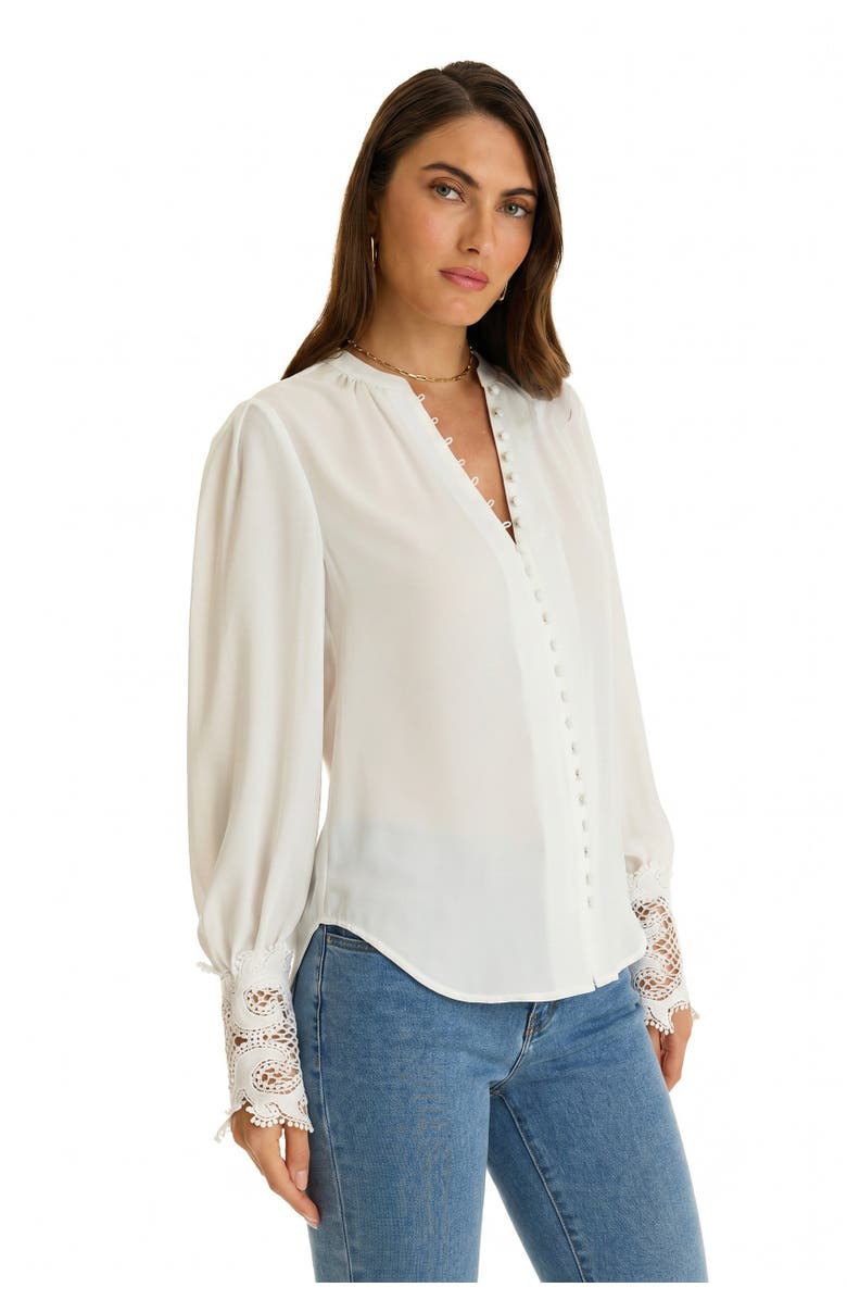 The Noli Shop Blake Lace Sleeve Blouse, Alternate, color, White