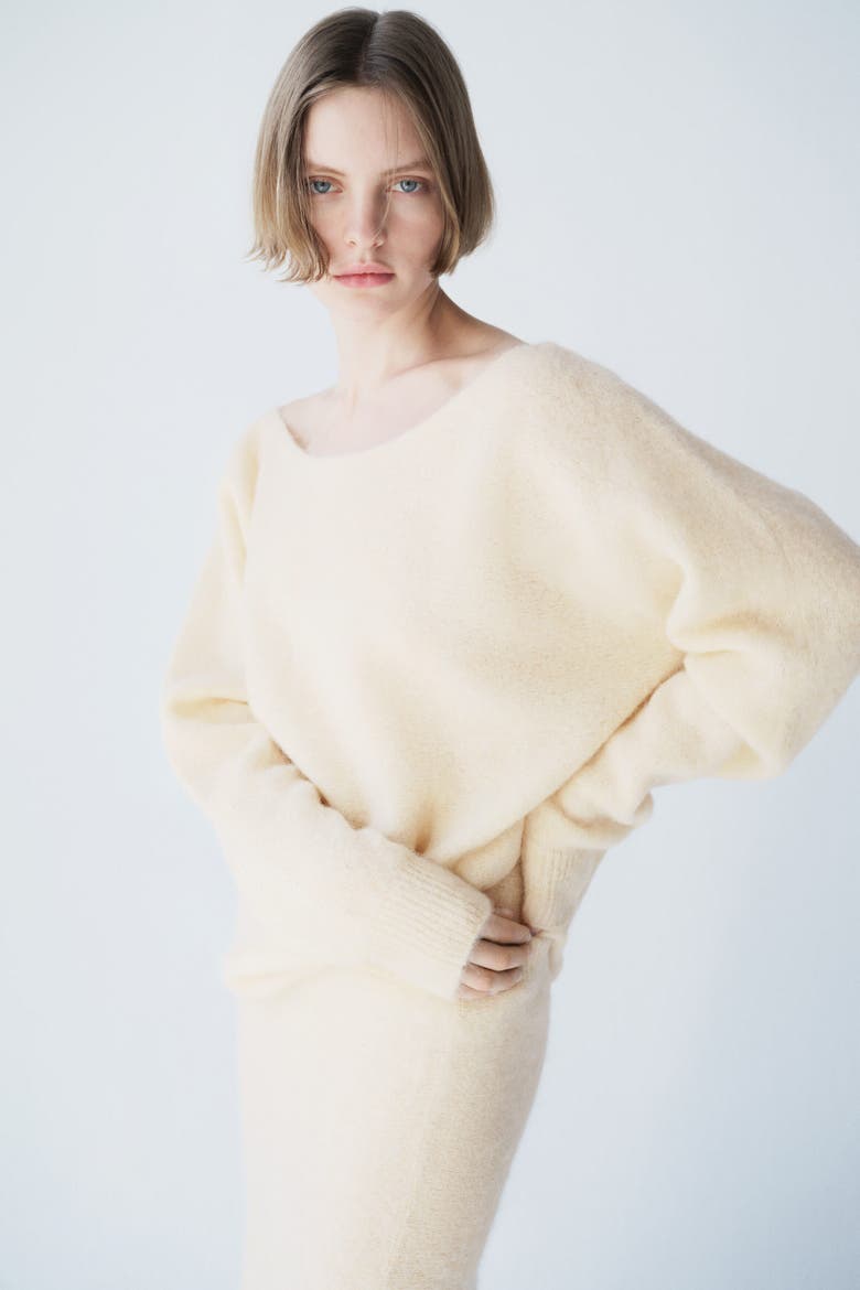 Alpaca-blend One-shoulder Jumper, Main, color, Light yellow