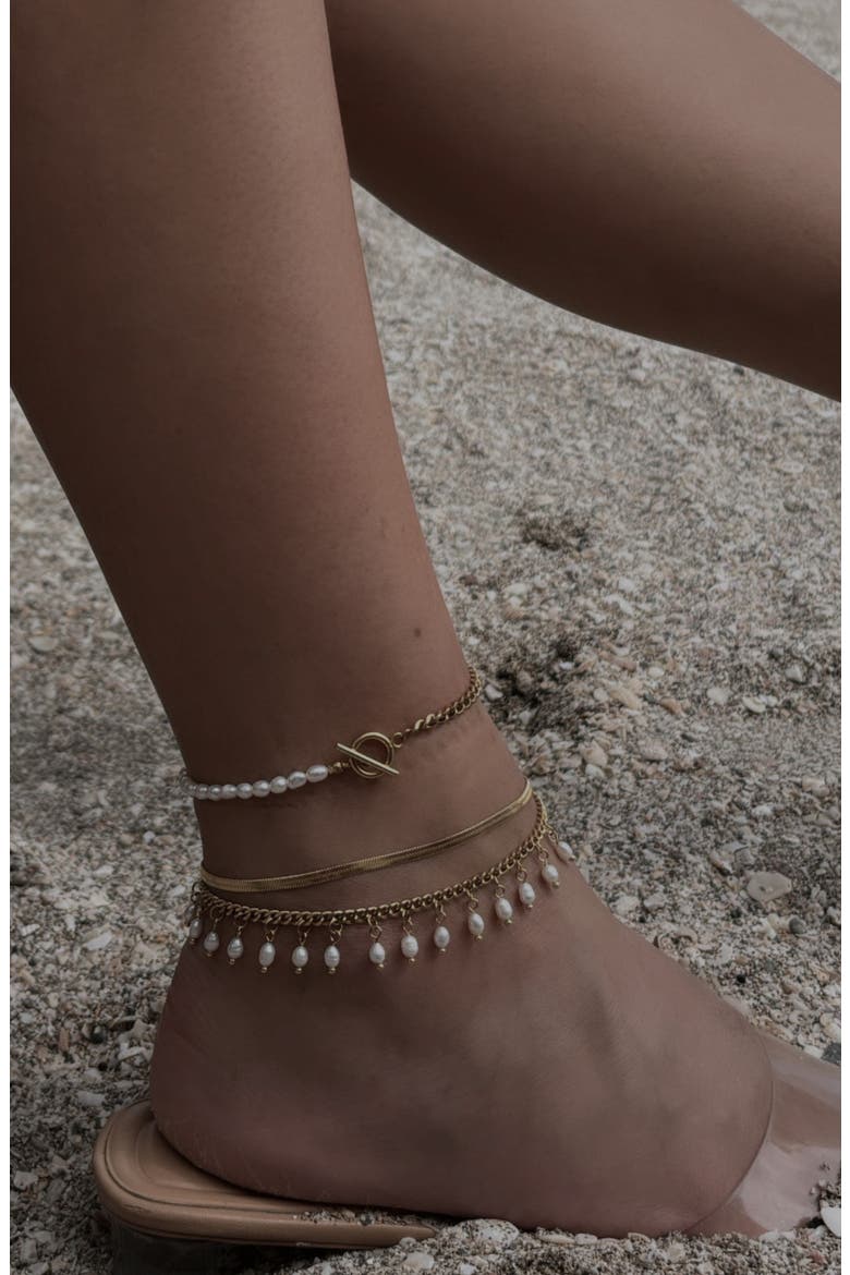 Edie Herringbone Chain Anklet, Alternate, color, GOLD